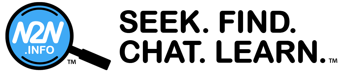 N2N.info Logo & Tagline. Seek. Find. Chat. Learn.